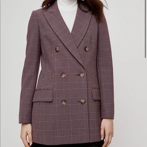 Wilfred Suit Jacket. Burgundy plaid. Size 4